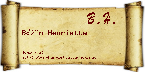 Bán Henrietta névjegykártya
