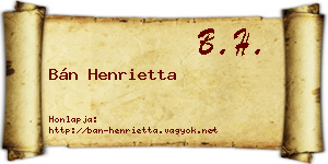 Bán Henrietta névjegykártya